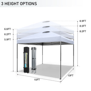 10'x10' Pop Up Portable Canopy Tent with Wheeled Bag