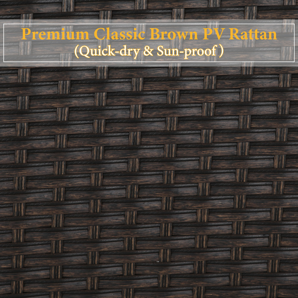 8-seat brown rattan chair dining set for deck