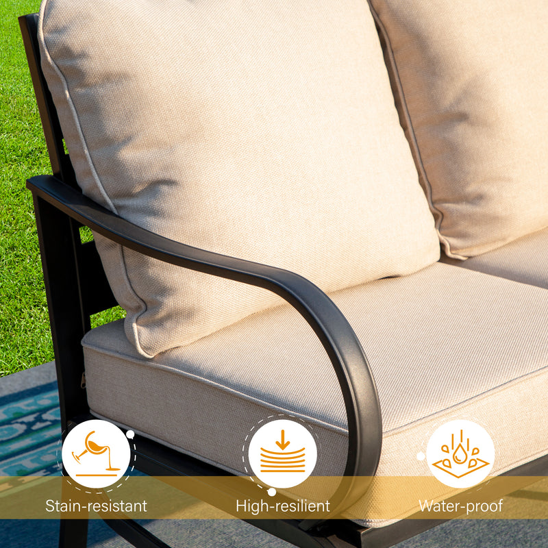 Phi Villa 15-Person Outdoor Patio Furniture Combination Set with Sofa Set, Textilene Dining Set, and Umbrella