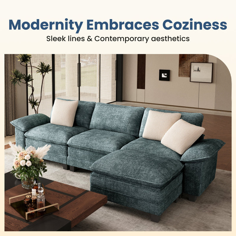 Living Room Modular Sectional Sofa Couch Cloud-like Chenille with Ottoman