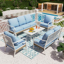 7-Seater Patio Metal All-White Sofa Set with Loveseat for Sale