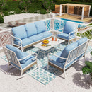 7-Seater Patio Metal All-White Sofa Set with Loveseat for Sale