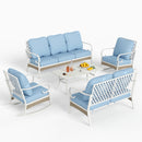7-Seater Patio Metal All-White Sofa Set with Loveseat for Sale