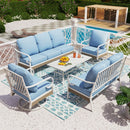 7-Seater Patio Metal All-White Sofa Set with Loveseat for Sale