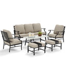 PHI VILLA 18-Piece Set with 6-Seat Dining Set and 7-Seat Steel Conversation Sofa Set and 3-Piece Padded Conversation Set