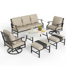 PHI VILLA 18-Piece Set with 6-Seat Dining Set and 7-Seat Steel Conversation Sofa Set and 3-Piece Padded Conversation Set