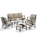 PHI VILLA 18-Piece Set with 6-Seat Dining Set and 7-Seat Steel Conversation Sofa Set and 3-Piece Padded Conversation Set