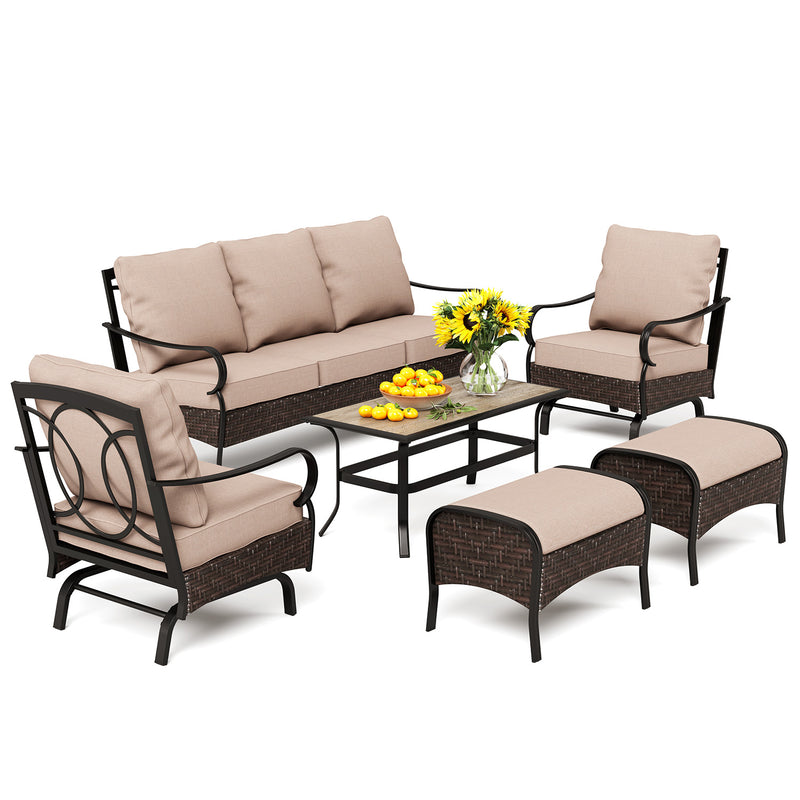 Phi Villa 13-Person Outdoor Patio Furniture Combination Set With Sofa Set, Dining Set, and Umbrella