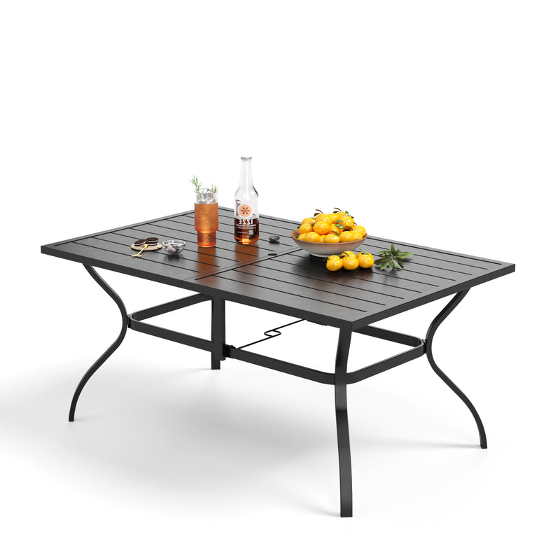 Phi Villa 6 Person Outdoor Metal Dining Table with Umbrella Hole