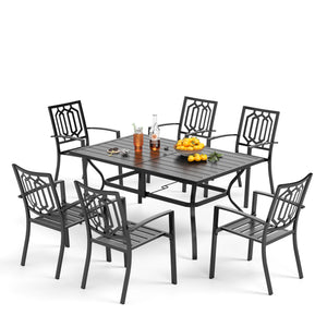 7-Piece Patio Dining Set with Stackable Chairs for Balcony, Porch PHI VILLA