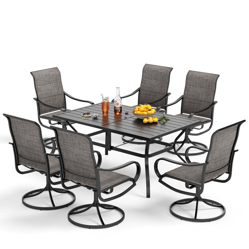 7-Piece Patio Dining Set with Upgraded Padded Textilene Chairs for Deck, Backyard PHI VILLA
