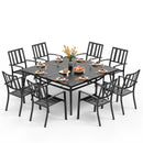 9-Piece Patio Dining Set with 60" Large Square Table for Garden, Big Family Phi Villa
