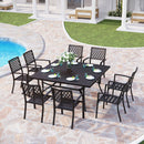 9-Piece Patio Dining Set with 60" Large Square Table for Garden, Big Family Phi Villa