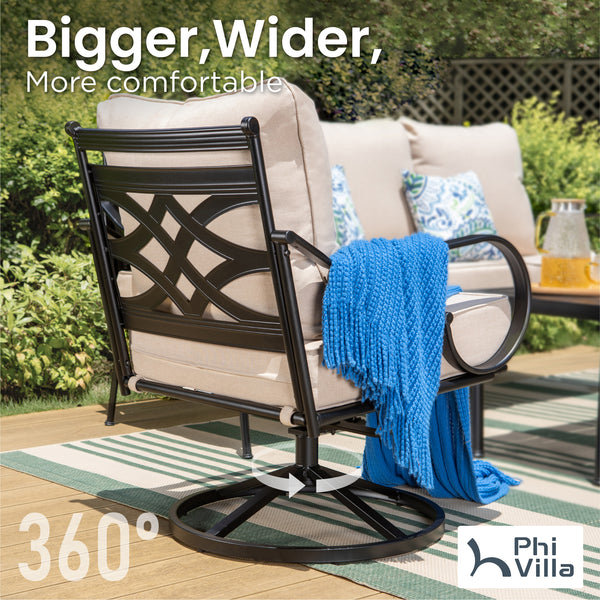 5-Seater Patio Metal Vines Sofa Set with Coffee Table