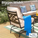 7-Seater Patio Metal Vines Sofa with Fire Pit Table