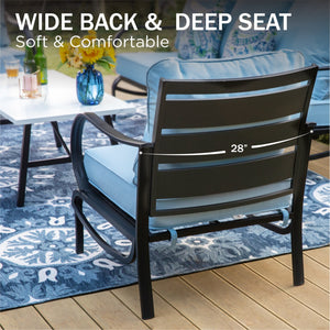 7-Seater Patio Metal Stable Wave Sofa with Ottomans