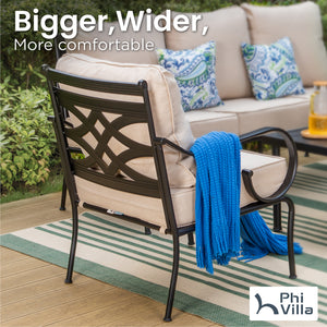 5-Seater Patio Metal Vines Sofa Set with Coffee Table