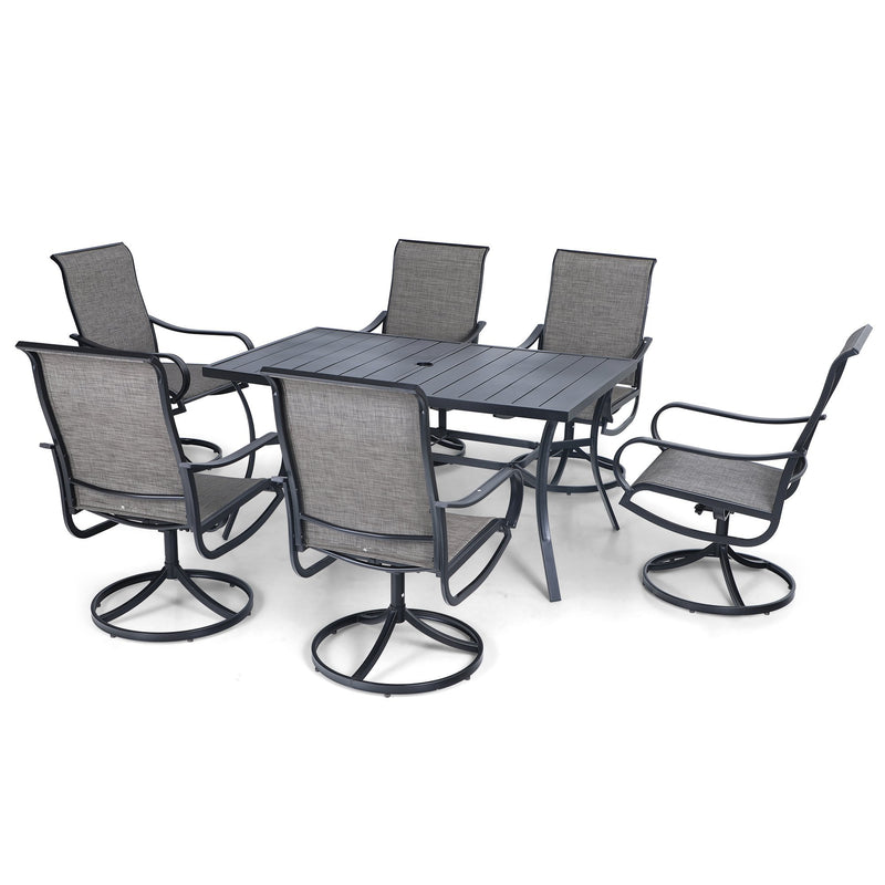 7-Piece Patio Dining Set with Swivel Chairs for Backyard PHI VILLA