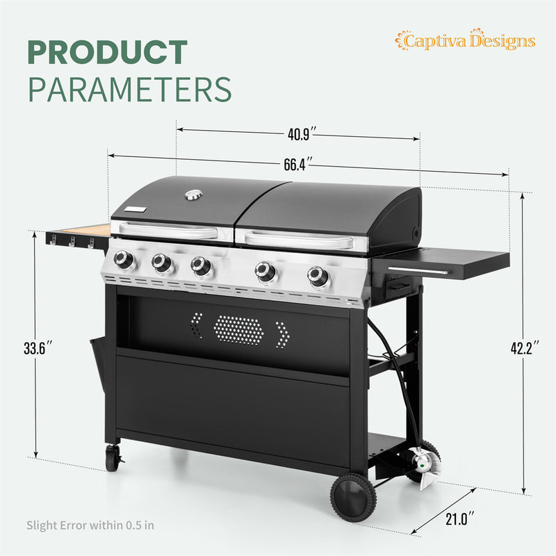 Gas Grill and Griddle Combo Large-size for Outdoor-Captiva Designs