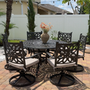 7-Pcs Patio Dining Set of Cast Aluminum Chairs and Round Table-Phi Villa