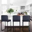 PHI VILLA Black Bar Stools— Counter Height Bar Stool Leather Stools Barstools with Back for Kitchen Counter