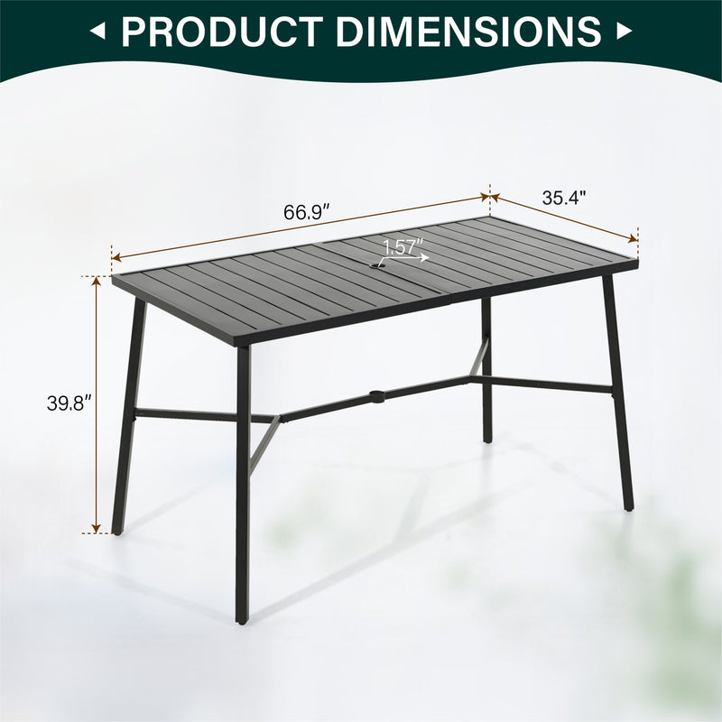 Phi Villa Patio 67'' Rectangle Steel High Bar Table for 6 Persons