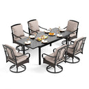 Phi Villa 13-Person Outdoor Patio Furniture Combination Set With Rattan Sofa Set, Dining Set, and Square Umbrella