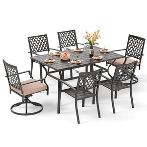 Diamond 7-Piece Patio Dining Set Mixed Chairs and Rectangle Table