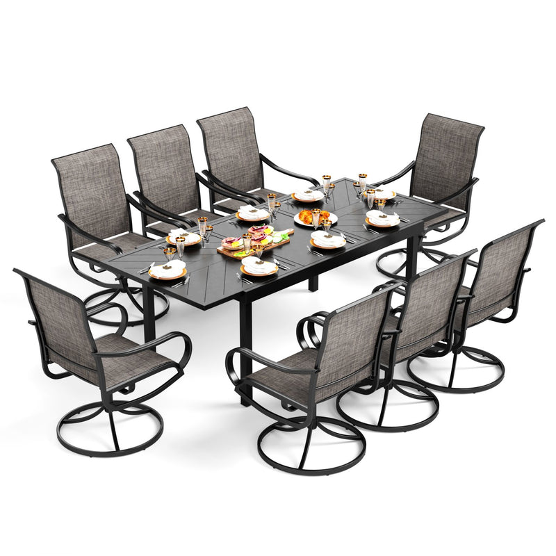 Phi Villa 15-Person Outdoor Patio Furniture Combination Set with Sofa Set, Dining Set, and Double Sided Umbrella