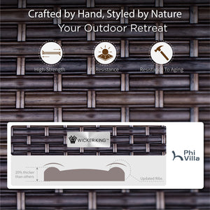 7-Seater  Outdoor Metal and Rattan Cocoa Couch with Ottomans