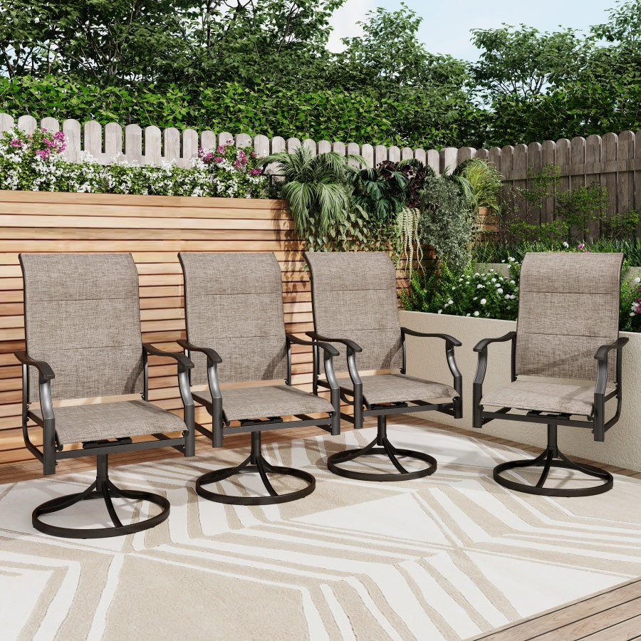 Patio Upgraded Padded High Back Dining Chairs for Porch, Deck, Backyard PHI VILLA