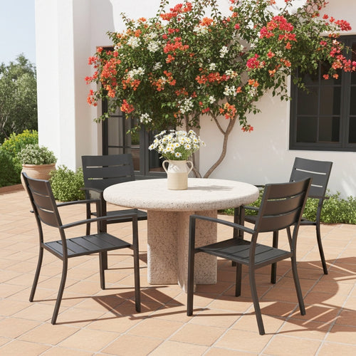 Veranda Outdoor Stackable Steel Stantionary Dining Chairs