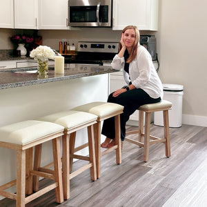 24" Backless Counter Height Bar Stools with Faux Leather Seat, Set of 4