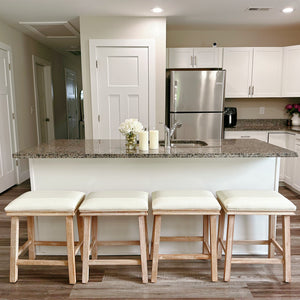 24" Backless Counter Height Bar Stools with Faux Leather Seat, Set of 4