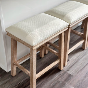 24" Backless Counter Height Bar Stools with Faux Leather Seat, Set of 4
