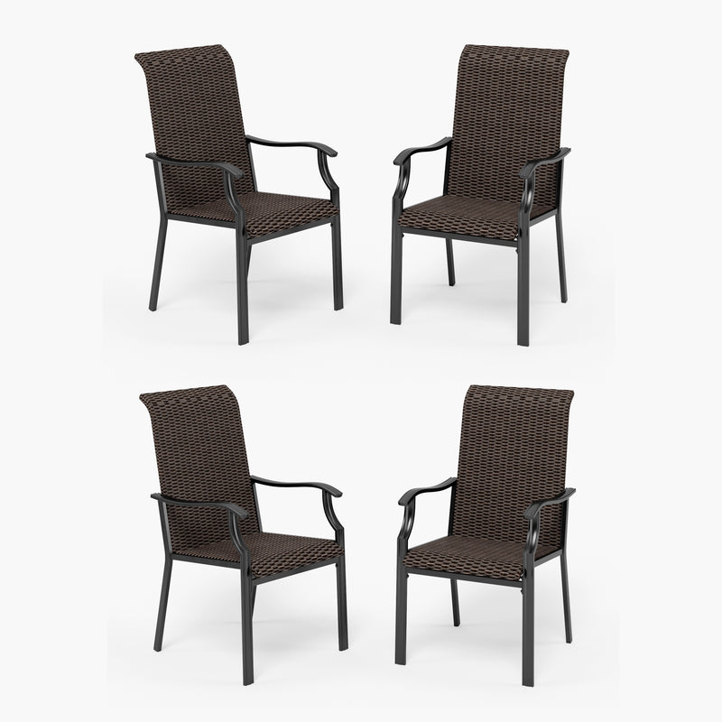 PHI VILLA Rattan Metal Patio Dining Chairs