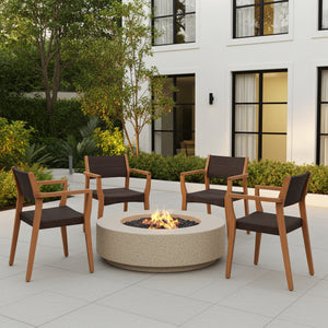 Bucolic Luxurious Wooden Dining Chairs with Handwoven Rattan