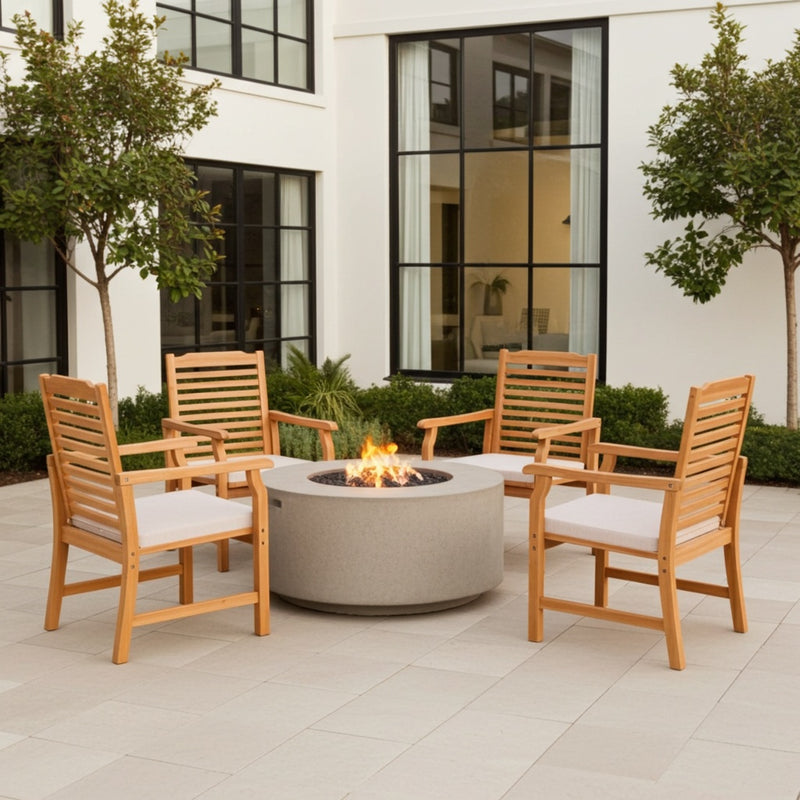 PHI VILLA Acacia Wood Patio Dining Chairs with Cushions