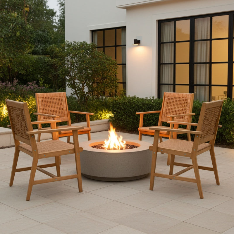 Outdoor Acacia Wood & Wicker Dining Chairs for Balcony PHI VILLA
