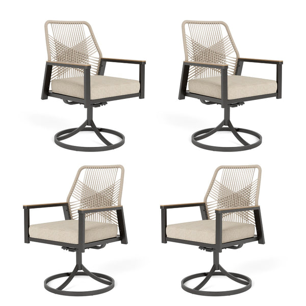 Mirage Rattan Rope Patio Dining Chairs-Phi Villa