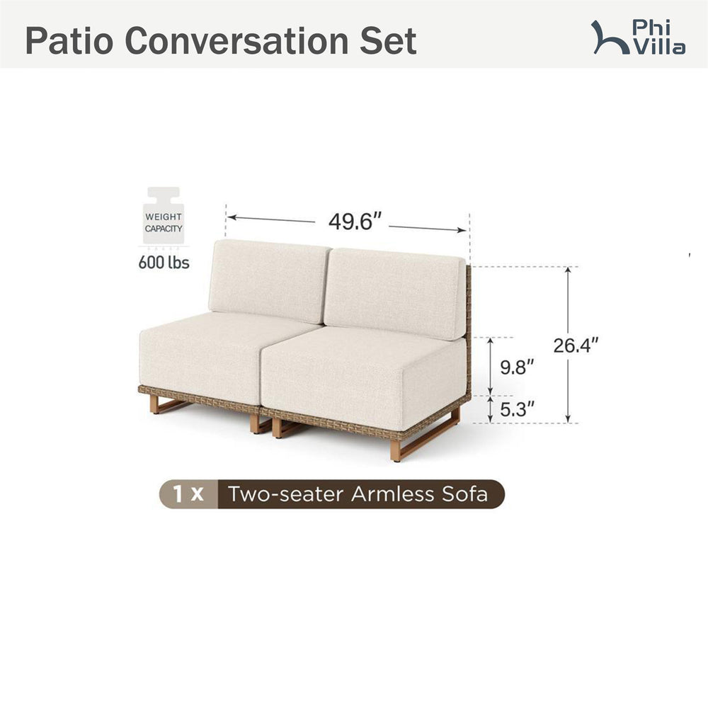 2-Seater Armless Sofa for CR015 Sectional Rattan Sofa Set