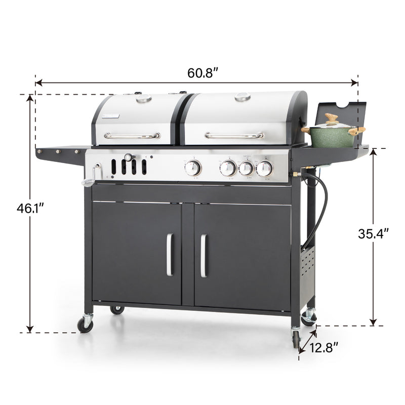 Captiva Designs 37000 BTU 3-Burners Gas BBQ Grill with Side Burner