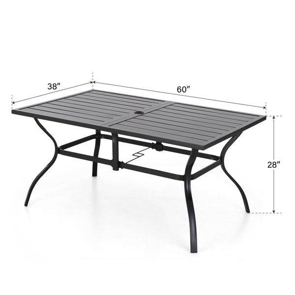 PHI VILLA 7-Piece Outdoor Dining Set with Rectangle Steel Table & 6 Textilene Dining Chairs