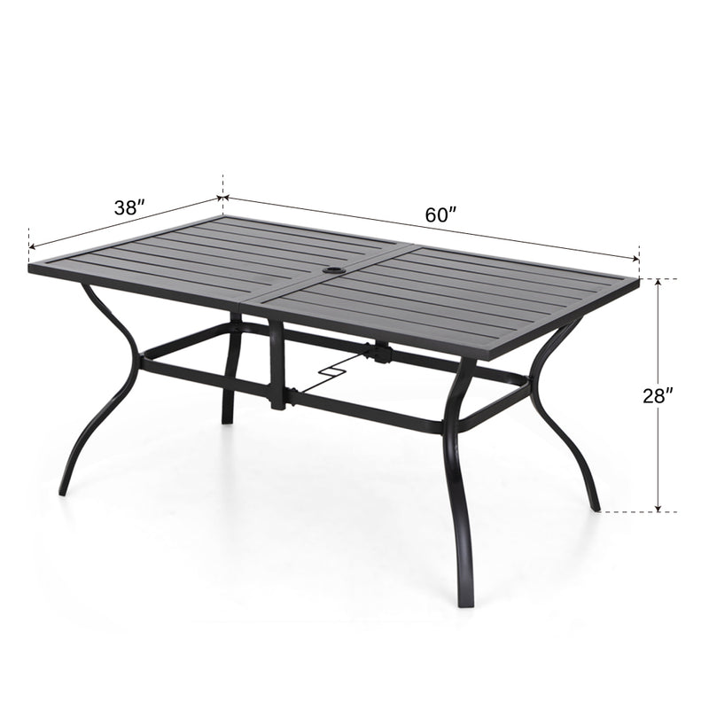 Phi Villa 6 Person Outdoor Metal Dining Table with Umbrella Hole
