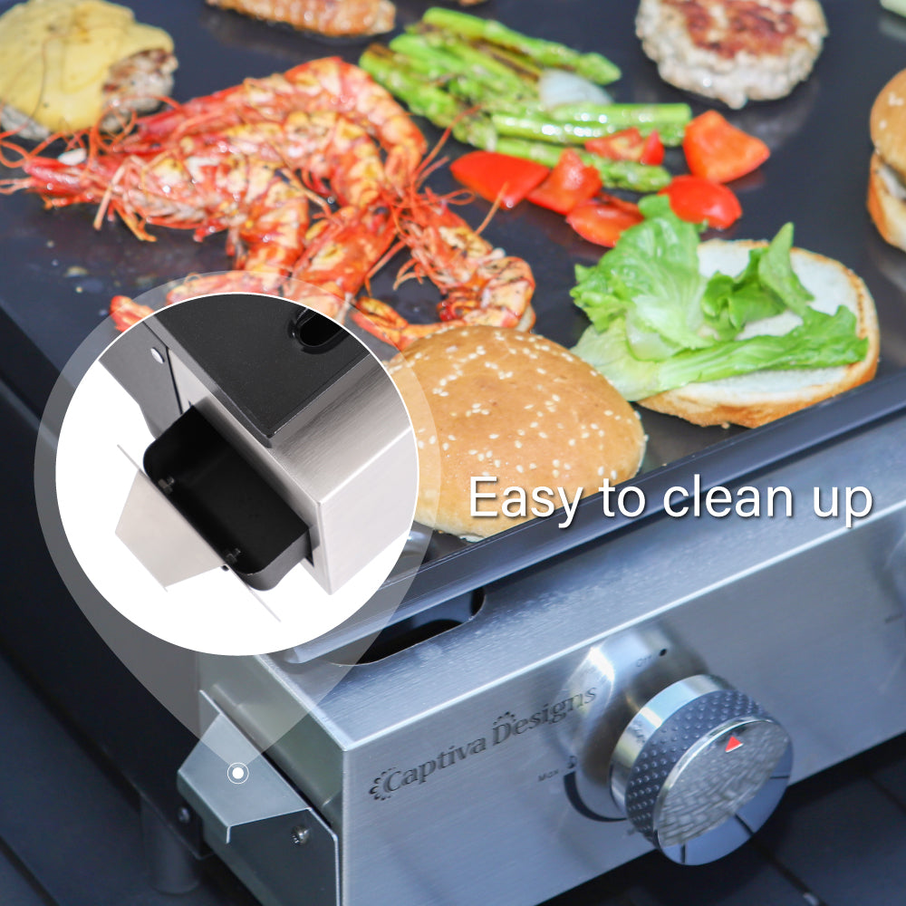Portable Propane Griddle Grill 3 x 8,000 BTU-Captiva Designs