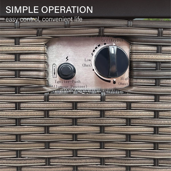 56'' 50,000 BTU Outdoor Wicker and Steel Rectangle Gas Fire Pit Table