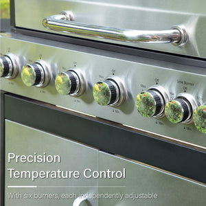 Captiva Designs 65800BTU 6-Burners Gas BBQ Grill with Side Burner