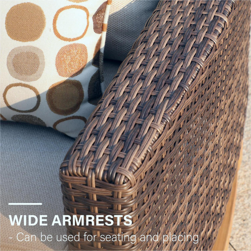 Phi Villa Patio 7-Seat Rattan Conversation Sofa Set With Coffee Table