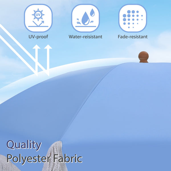 7ft Patio Beach Tassel Umbrella UPF 50+ With Carry Bag