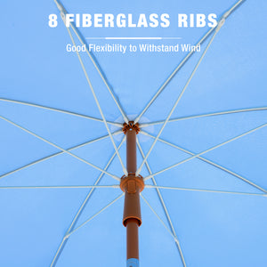 7ft Patio Beach Tassel Umbrella UPF 50+ With Carry Bag